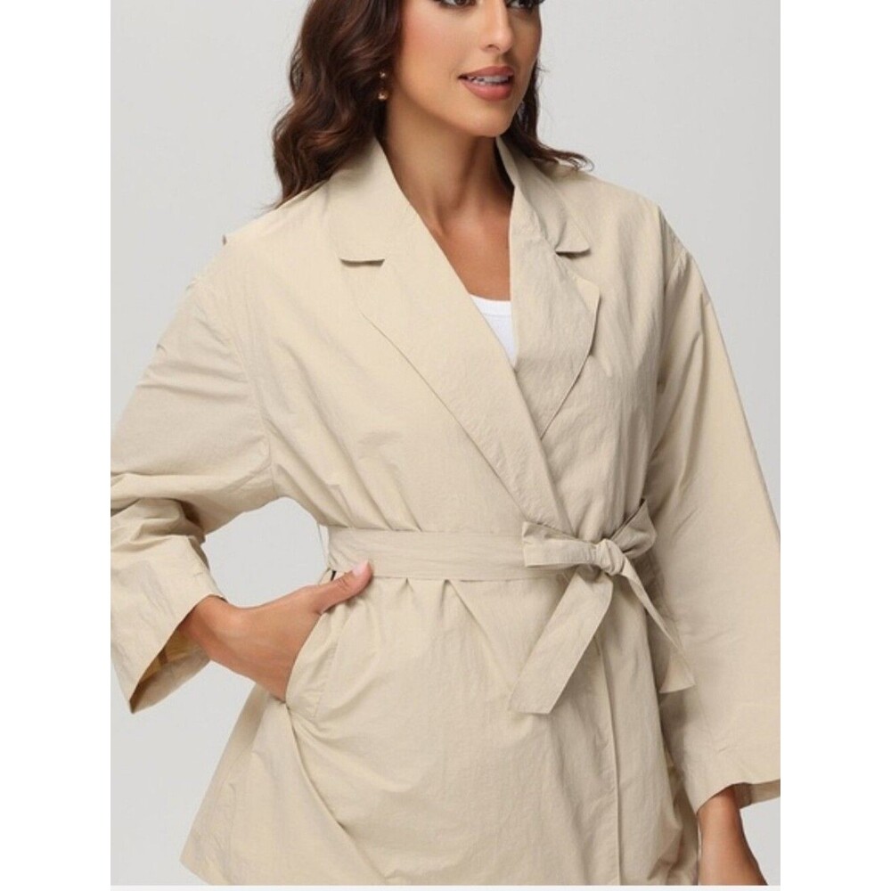 89th + Madison Lightweight Spring Belted Trench Coat in Cranne Brulae medium NWT
